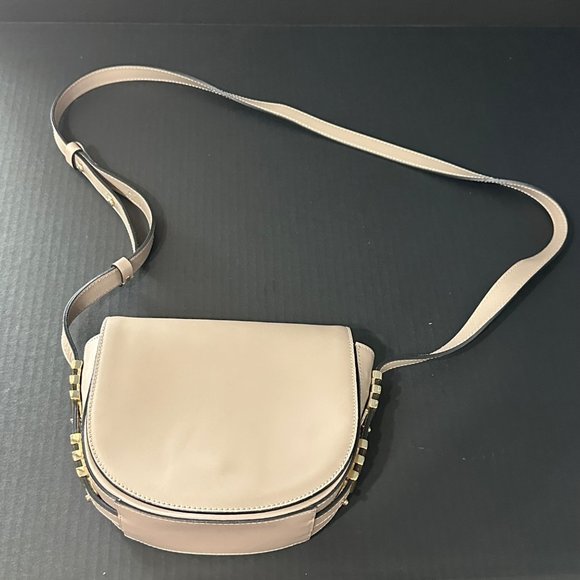 A. Bellucci Handbags - A. Bellucci made in Italy beige leather adjustable strap saddle crossbody purse